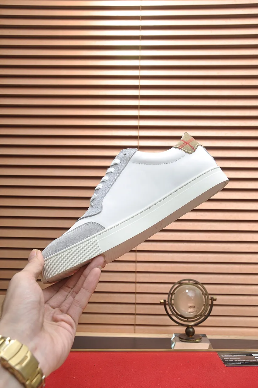 Men's shoes💰480💶[Burberry] (cowhide lining) classic low-top sneakers｜Imported cowhide with classic plaid fabric｜Cow leather lining｜Original outsole｜Fine workmanship and comfortable to wear Size: 38-44 (customized at 45)